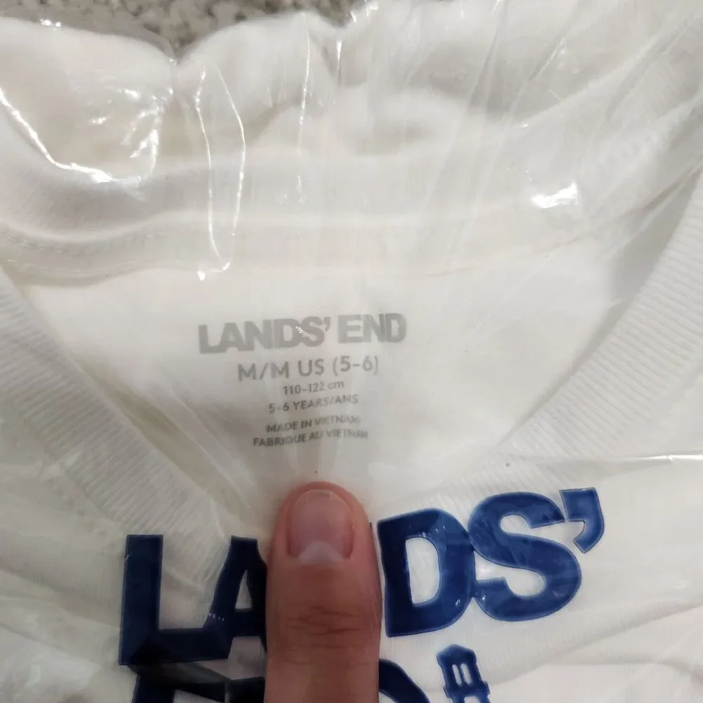 Lands' End little girls short sleeve essential t-shirts white cotton size M 5-6